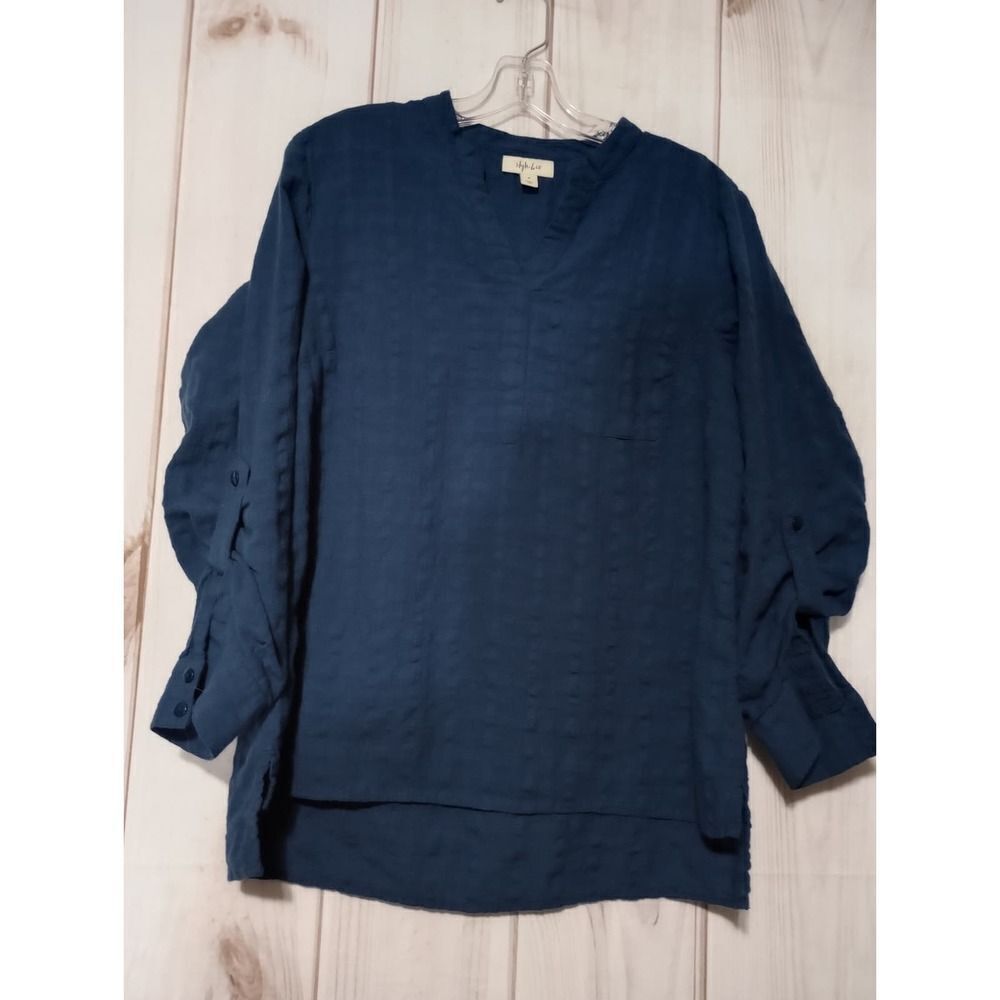 Style & Co Shirt‎ Ladies Medium Navy 3/4 Sleeve